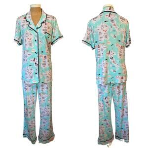 Munki Munki Spain France Italy Travel Vacation Cruise Pajama 2 Piece Set Medium